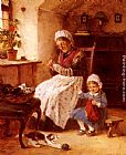 Hugo Oehmichen The Sewing Lesson painting